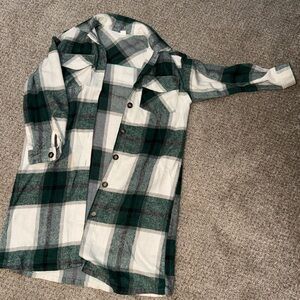 SHEIN Plaid Long Sleeve Shirt Jacket